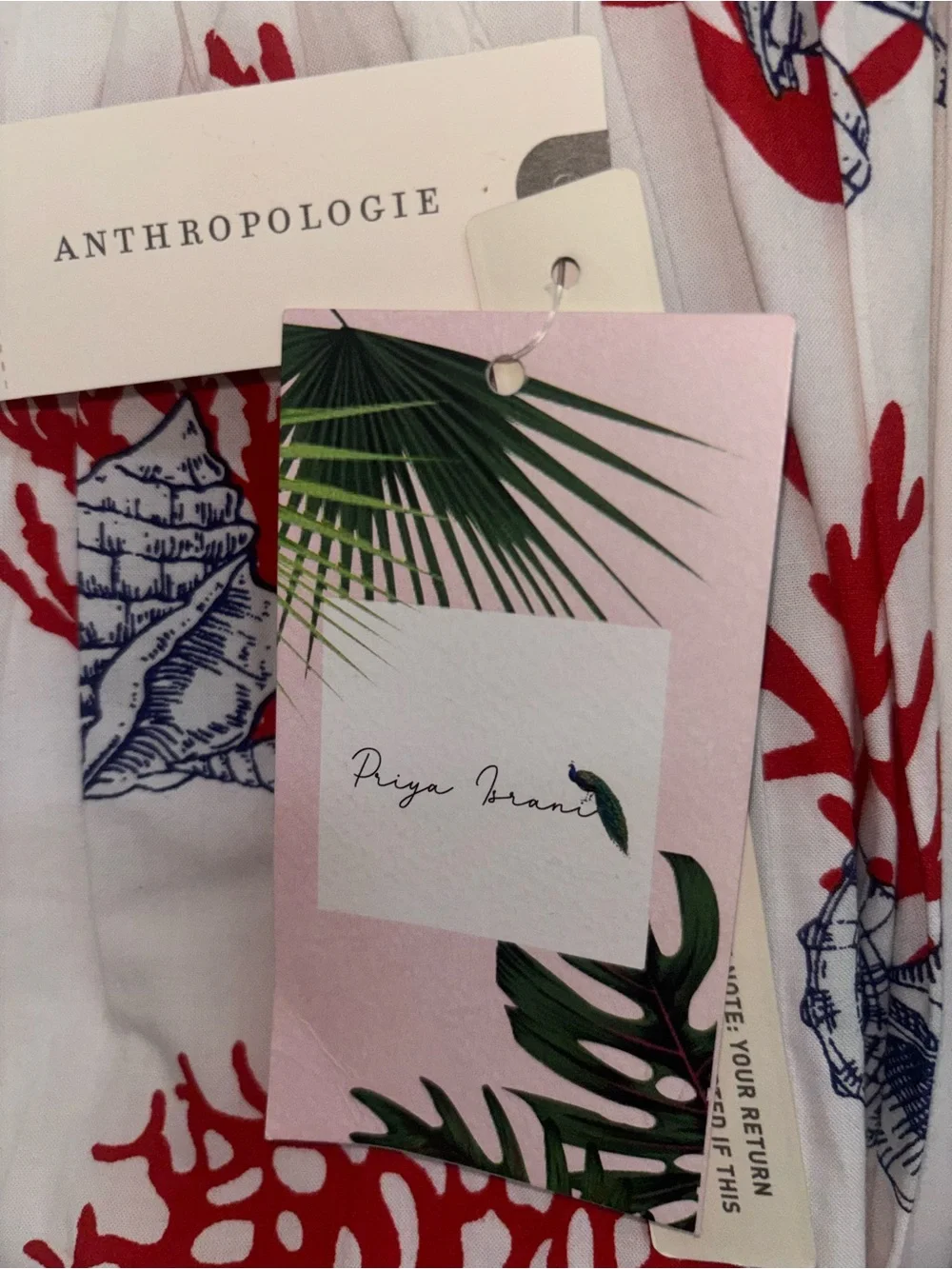 NWT retail $178 size S #Anthropologie White Coral-Print Puff Sleeve Mini Dress - Picture 7 of 7